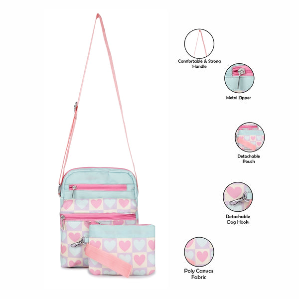 ASTRID Multi Colour Polyester Fabric Crossbody Sling/Travel Pouch With Adjustable Nylon Webbing  Handle