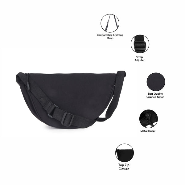 ASTRID Black High Quality Polyester  Sling Bag