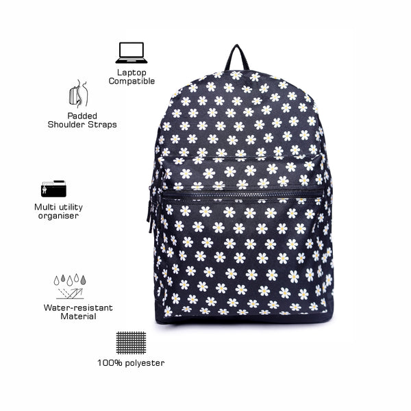 ASTRID Black/White Check Backpack Large Size