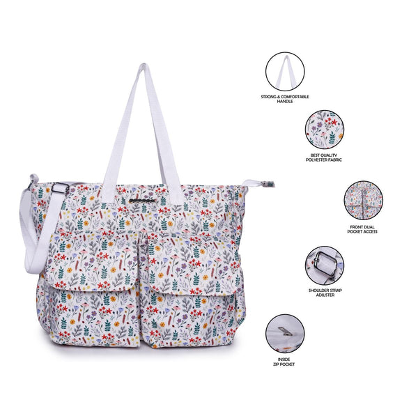 ASTRID Printed Baby Diaper Bag for Mother for Travelling with Mat