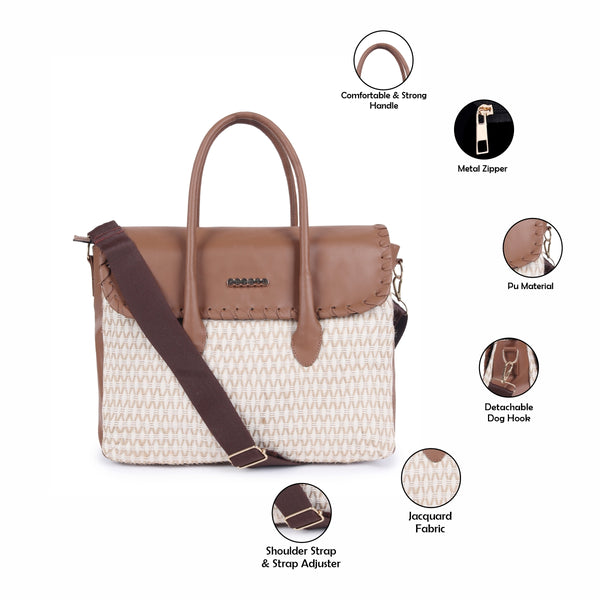 ASTRID Orange Color Laptop Bag With PVC Flap ,PVC Carry Handle ,With Detachable Long Handle in Nylon Webbing.