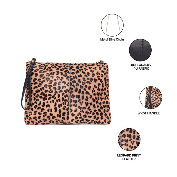 Leopard Print Leather Sling Bag