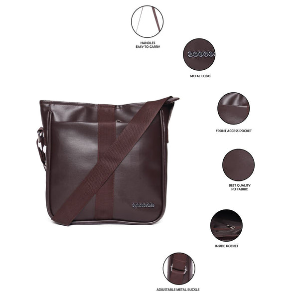 Brown High Quality Pu Materil Sling Bag