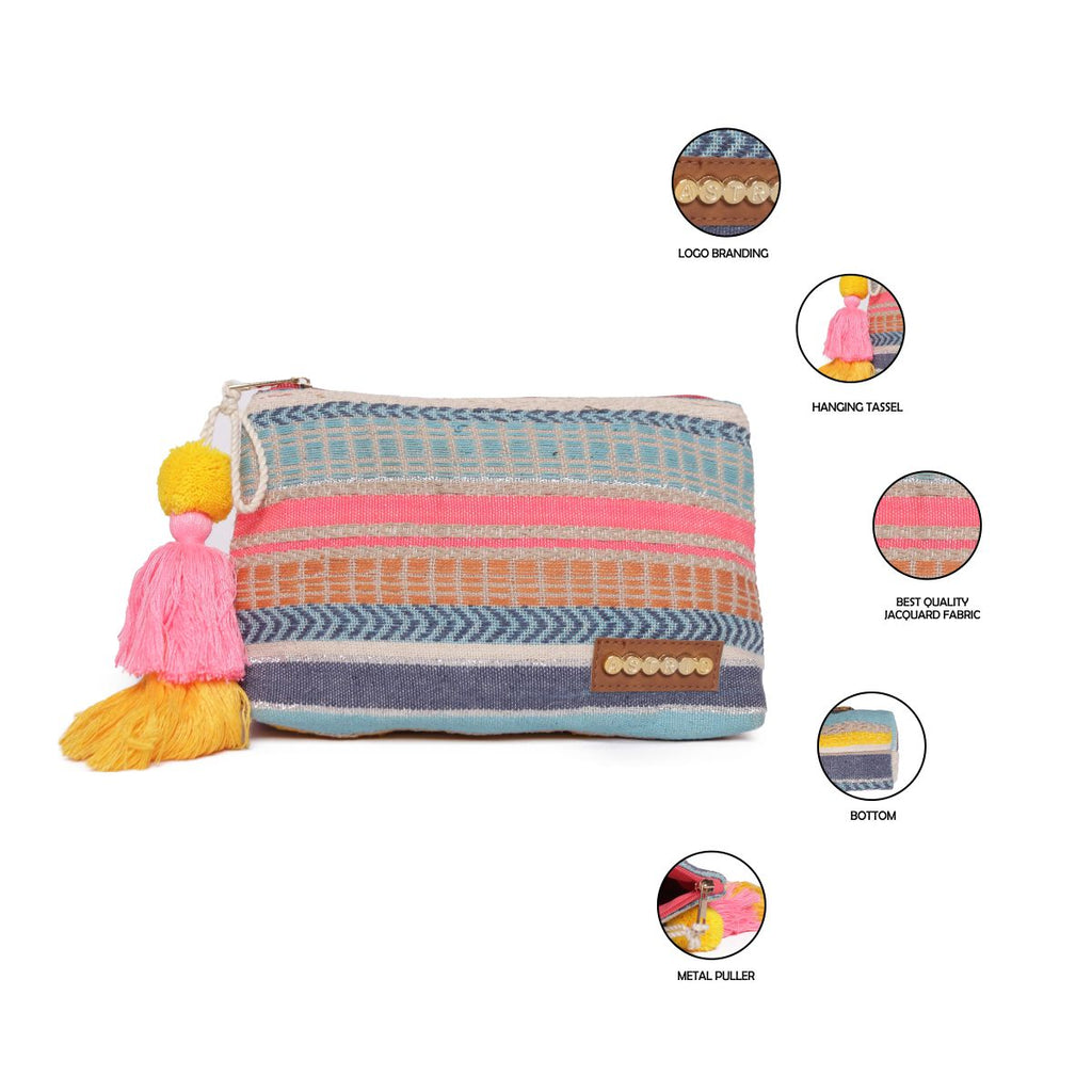 Multi-Colored Striped Purse. Cloth Handbag. Double Handle Small | eBay