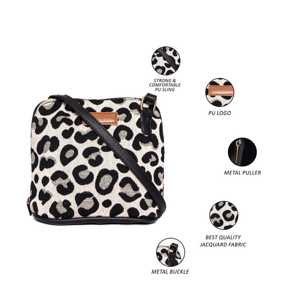 Leopard Design Dhurry Womens Sling Bag Medium Size Bag