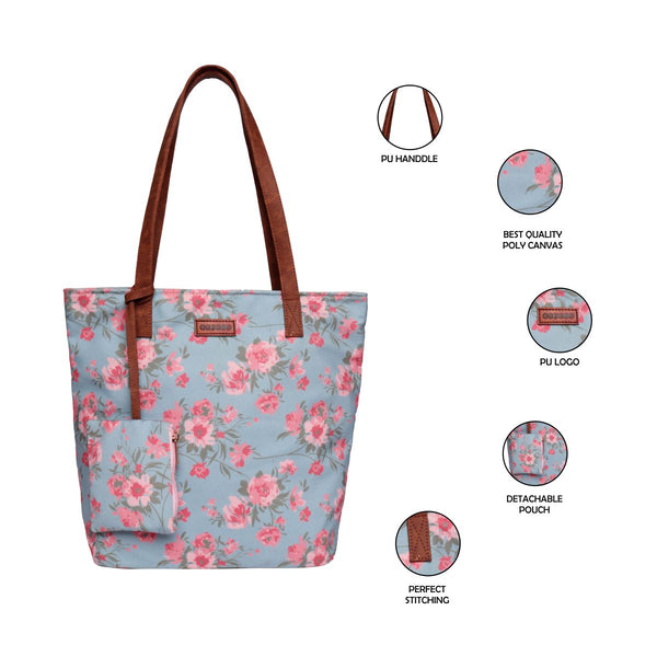 Multi Color Shopper Bags With Hanging Small Pouch