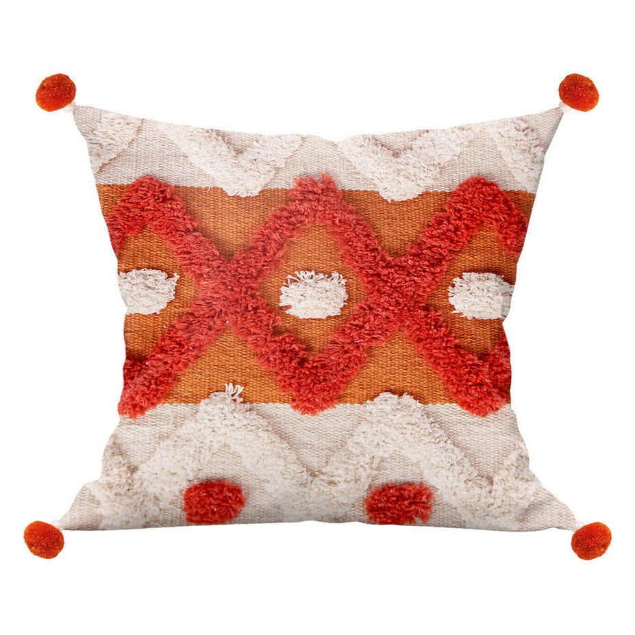 Natural/Orange Aztec Cushion Cover With Filler ( 16 X 16 Inches )