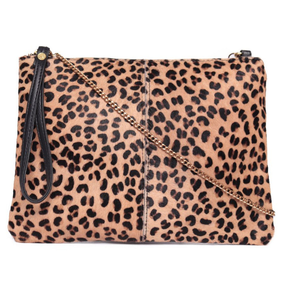 Leopard Print Leather Sling Bag