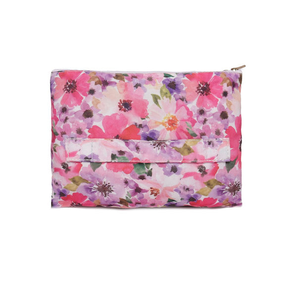 Multi Colour Flower Printed Accordian Makeup/Travel Pouch With Carry Handle