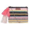 Multi Colour Striped Woven Makeup/Travel Pouch With Tassels