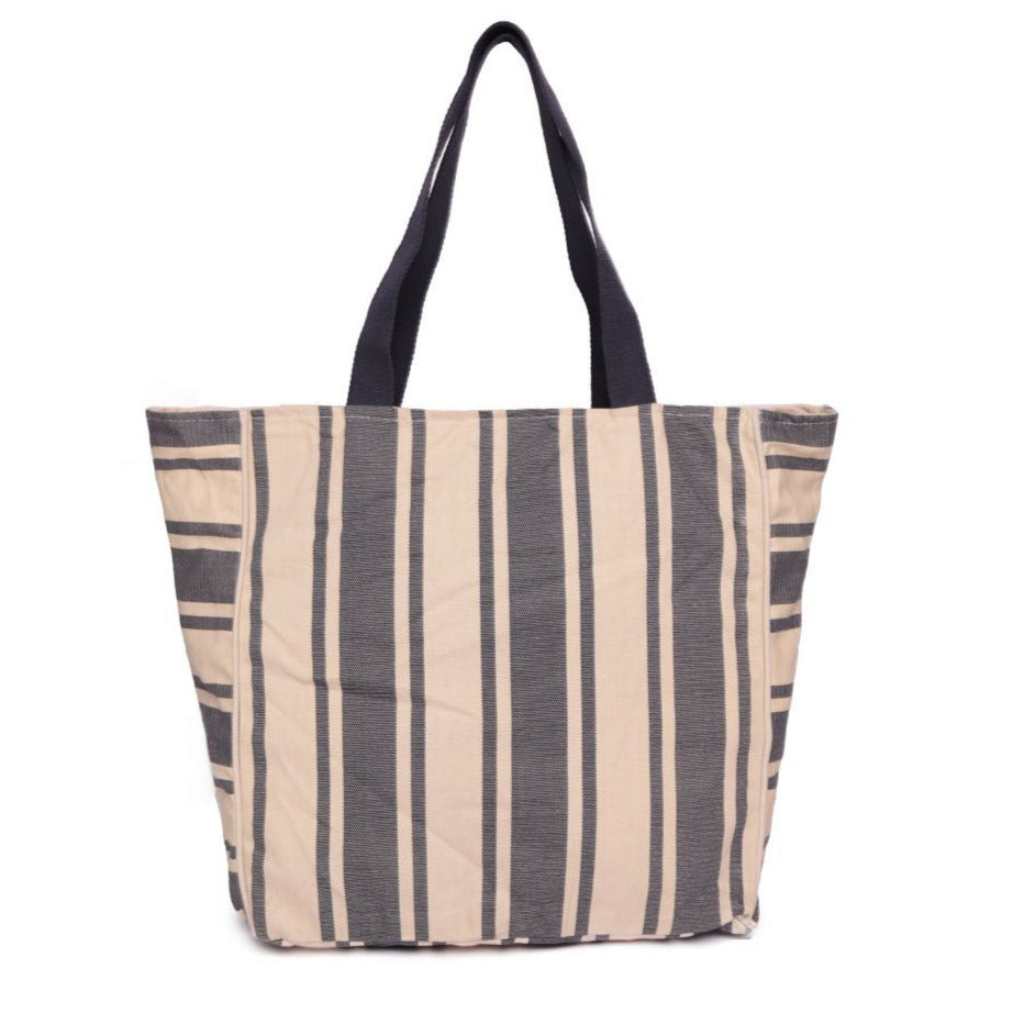Women Blue Stripe Print Oversized Shopper Bag