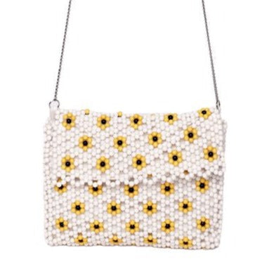 Beaded Clutch With Metal Chain Strap