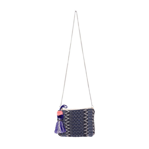 Navy Colour  Woven Makeup/Travel Pouch With Beautiful Tassel