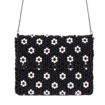 Beaded Clutch With Metal Chain Strap