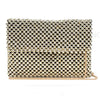 Women Gold Beaded Clutch With Metal Chain Strap