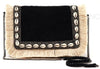 Black Heavy Cotton Jacquard Sling Bag With Shells Embroidery