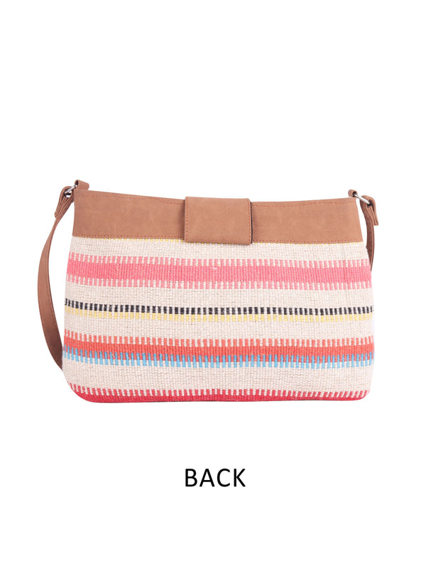 Multicolor Striped Crossbody Sling With Pu Strap