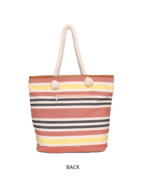 Multi Stripe Shopper Bag With Twisted Dori Handle