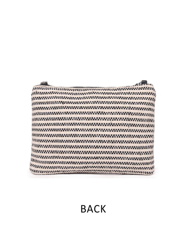 White Textured Pouch With Chain