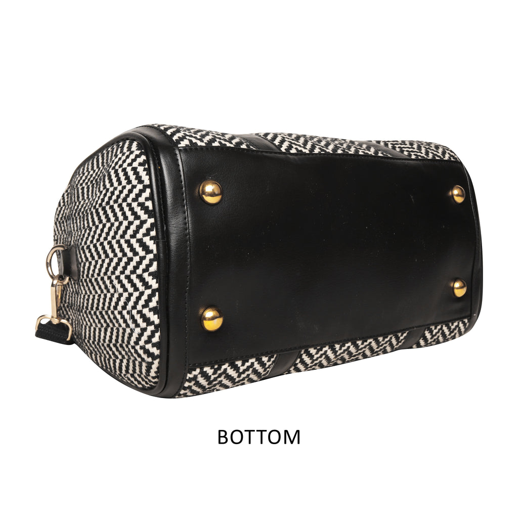 Women Black & White Womens Mini Duffle Bag