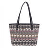 Women Black Beaded Embroidered Woven Tote Bag