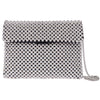 Silver Beaded Clutch With Metal Chain Strap