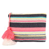 Bright Multi Color Woven Makeup/Travel Pouch With Tassels