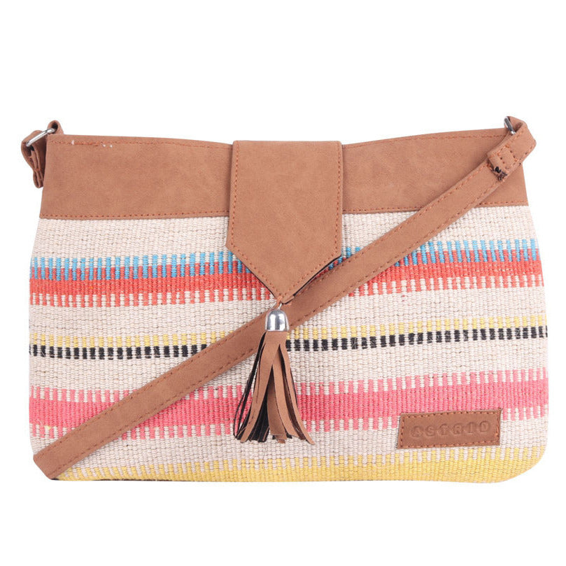 Multicolor Striped Crossbody Sling With Pu Strap