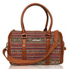 Brown With Multi Striped Womens Mini Duffle Bag