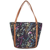 Black Base With Multi Color  Leaf Print Shopper Bag