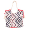 Astrid Women Pink Aztec Jacquard Cotton Rope Shoulder Bag With Tassels