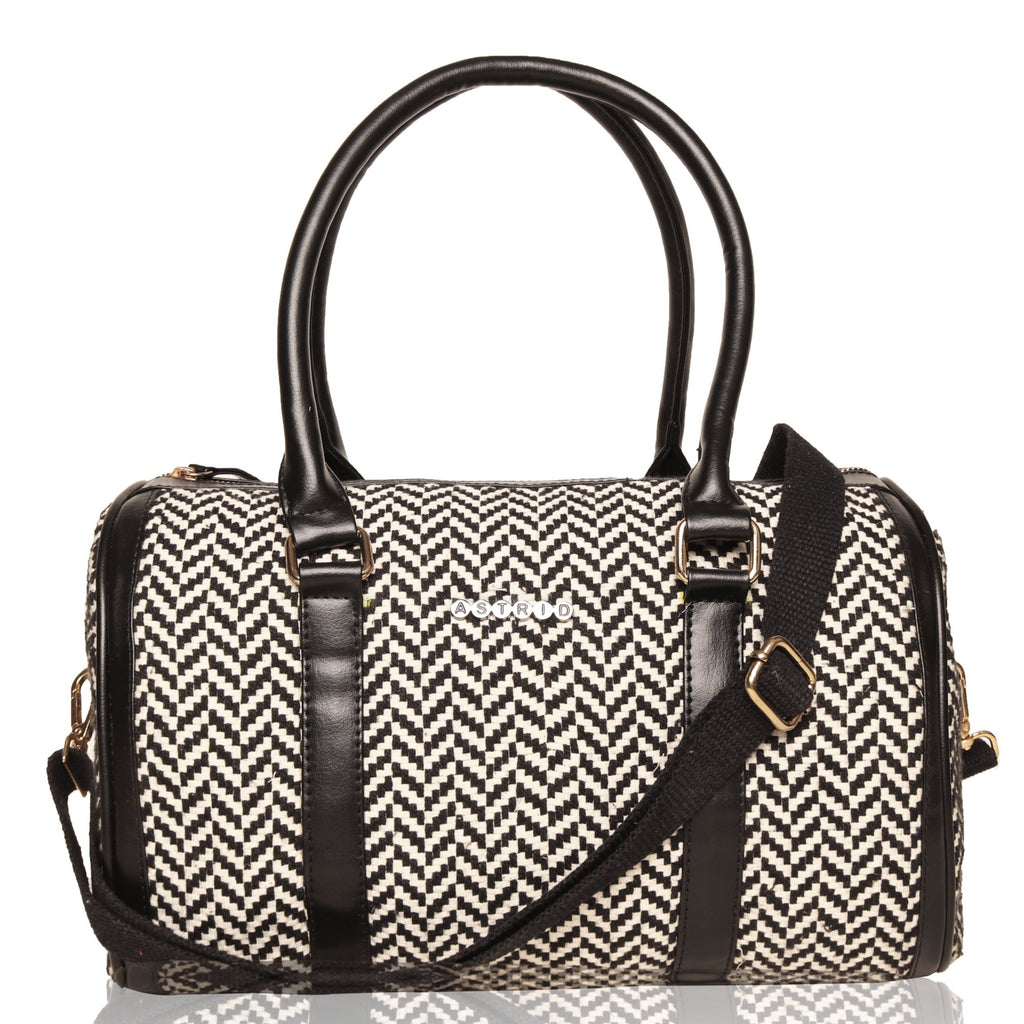 Black & White Womens Mini Duffle Bag