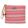 Multi Colour Striped Woven Makeup/Travel Pouch With Tassels