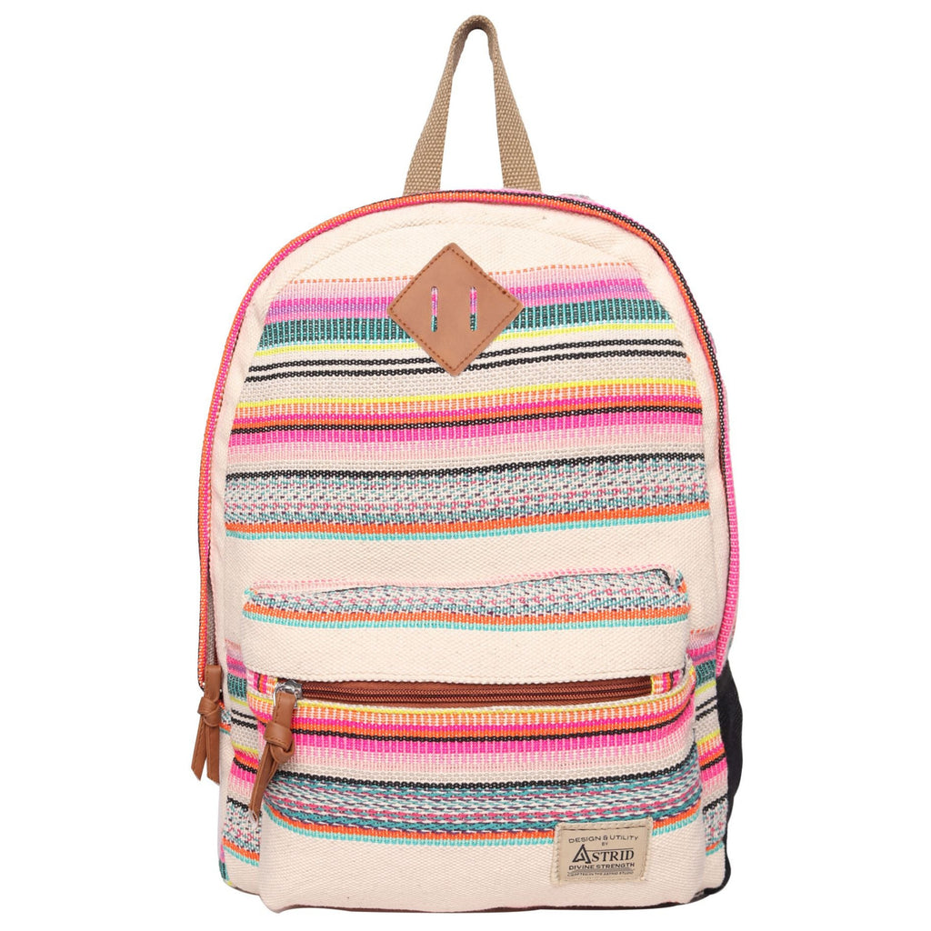Multi Cotton Stripe Jacquard Girls Backpack Medium Size