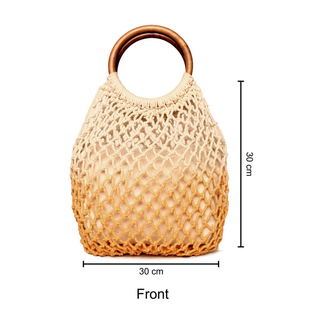 Rattan Bag with Leather Handles | Pure Yellow