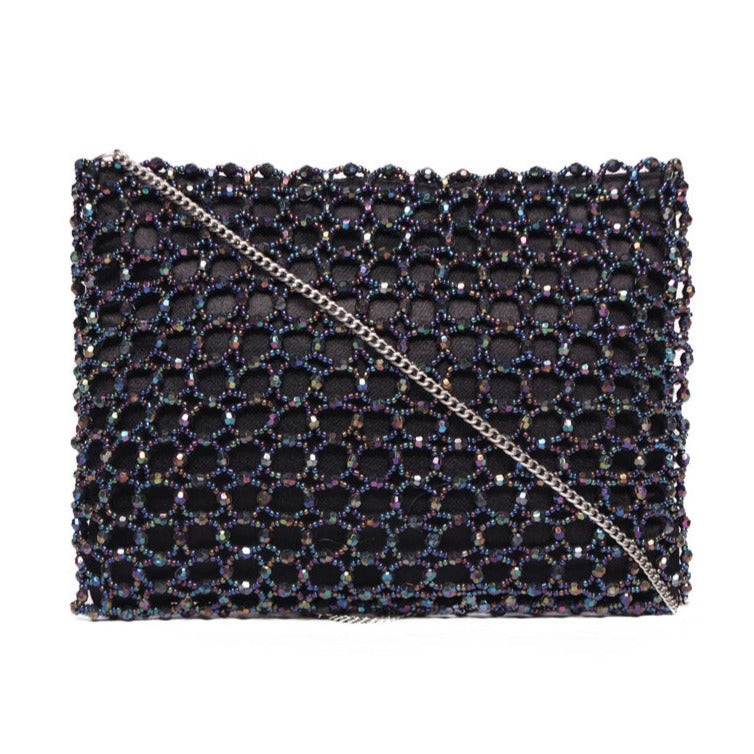 Copy Of Beades Clutch With Metal Chain Strap