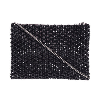 Beades Clutch With Metal Chain Strap