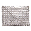 Silver  Beaded Clutch With Metal Chain Strap