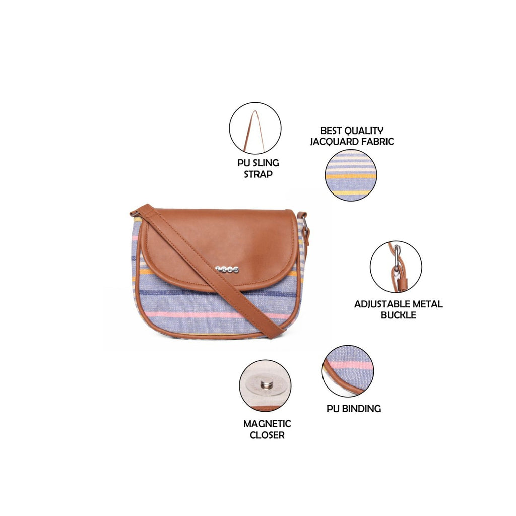 ASTRID Multicolor Sling Bag Round Sling Bag With Pompoms For Girls