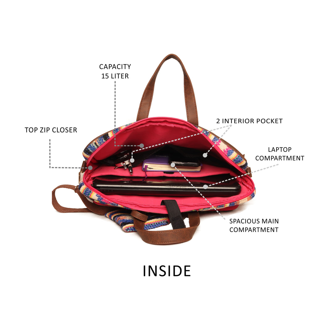 17'' Blue Textured Laptop Bag With Accessory Pouch