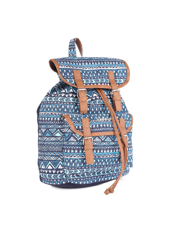 Blue Cotton Dhurry Girls Backpack Medium Size