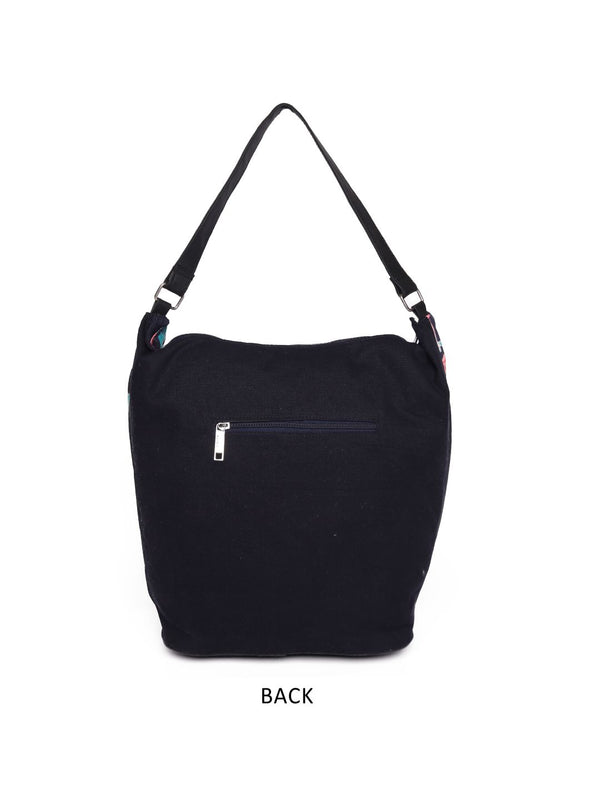 Black Base With Multi Color Leaf Print Bag